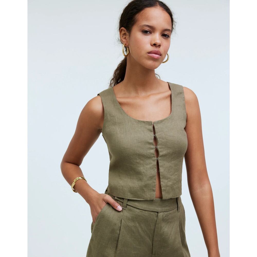 NWOT Madewell Scoopneck Crop Tank in 100% Linen Size 12